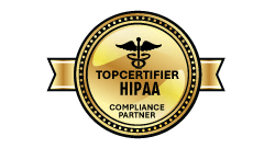 HIPAA compliance partner badge, certified by TopCertifier